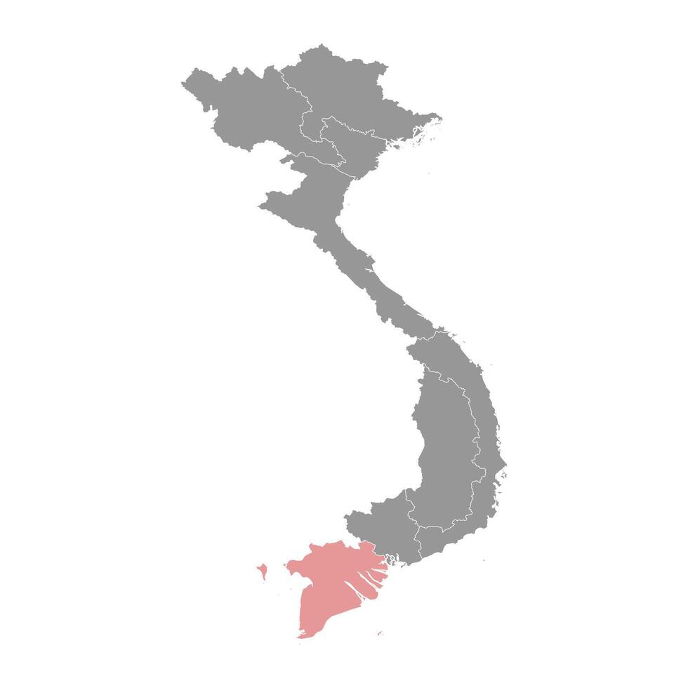 Mekong delta regio kaart, administratief divisie van Vietnam. vector illustratie.