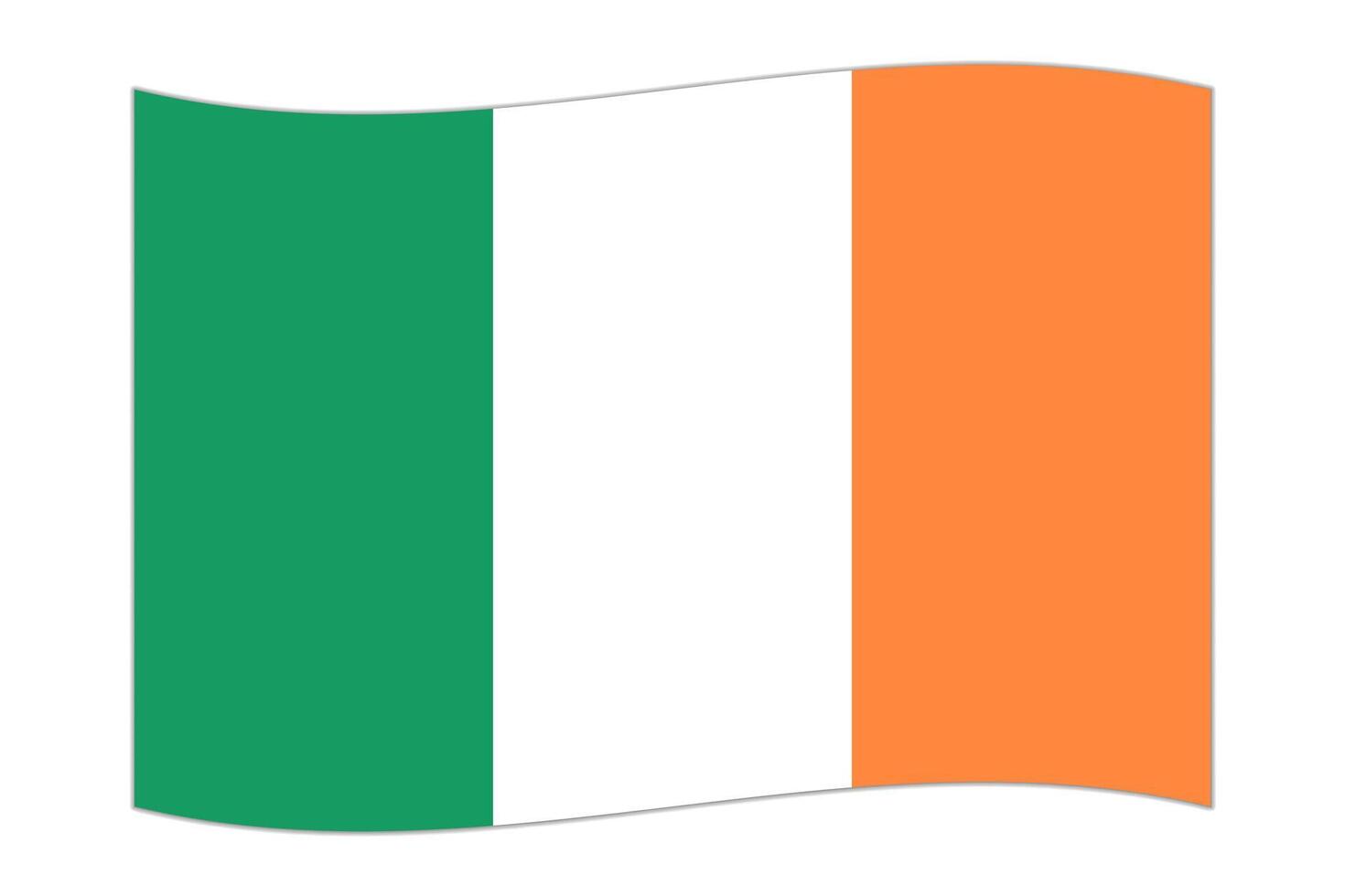 golvend vlag van de land Ierland. vector illustratie.