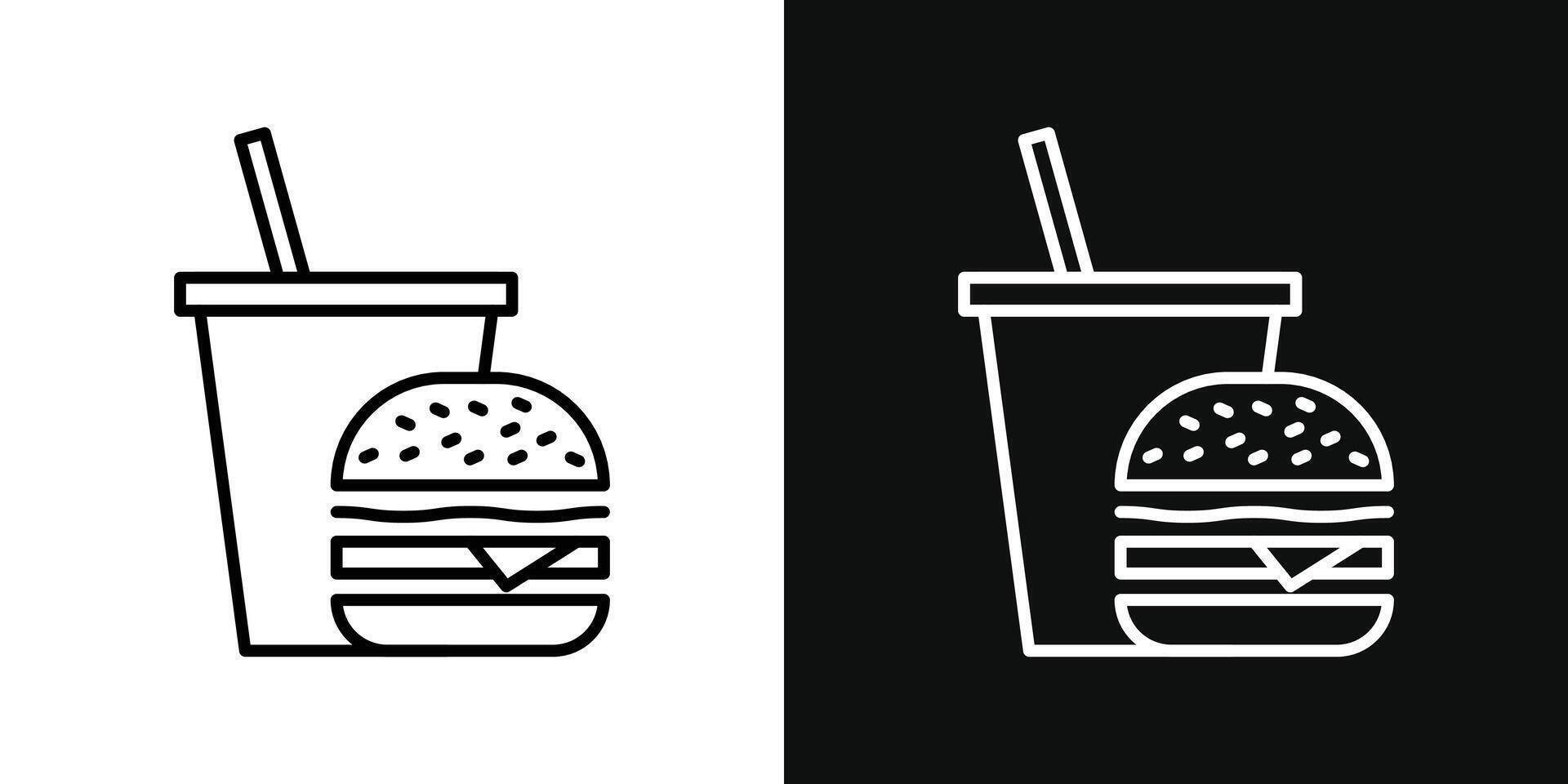 Hamburger en zacht drinken kop icoon vector