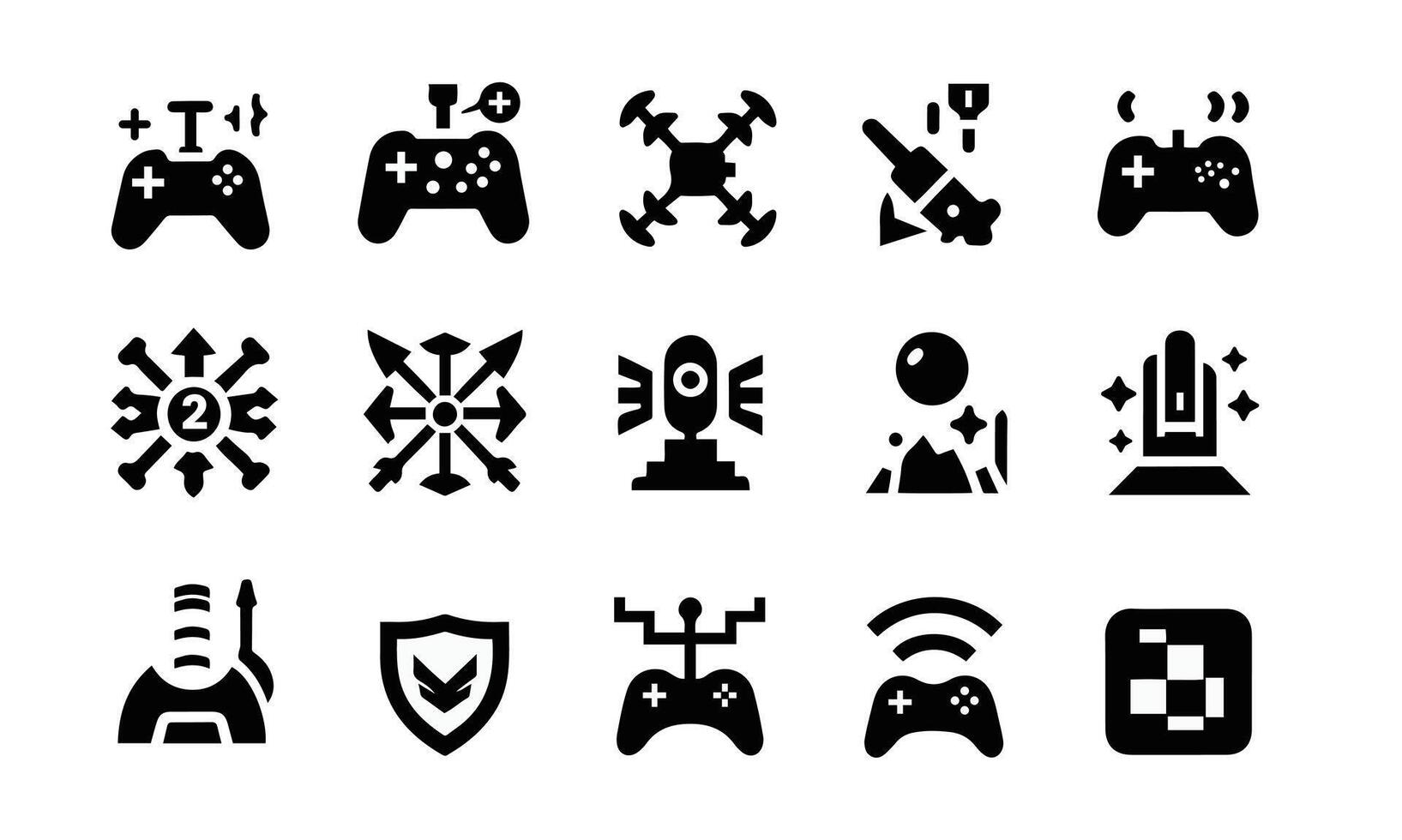 een icoon reeks met zwart en wit video spel controllers vector