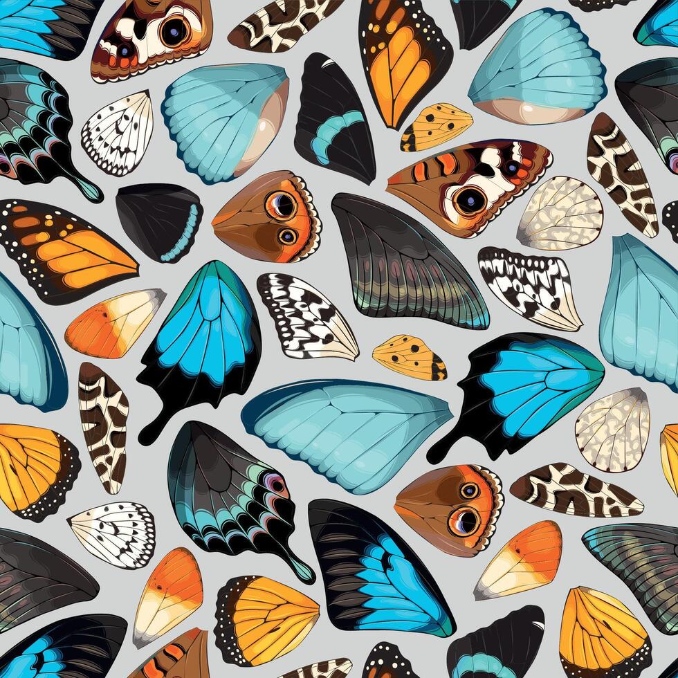 vlinder en mot Vleugels vector naadloos patroon Aan neutrale achtergrond