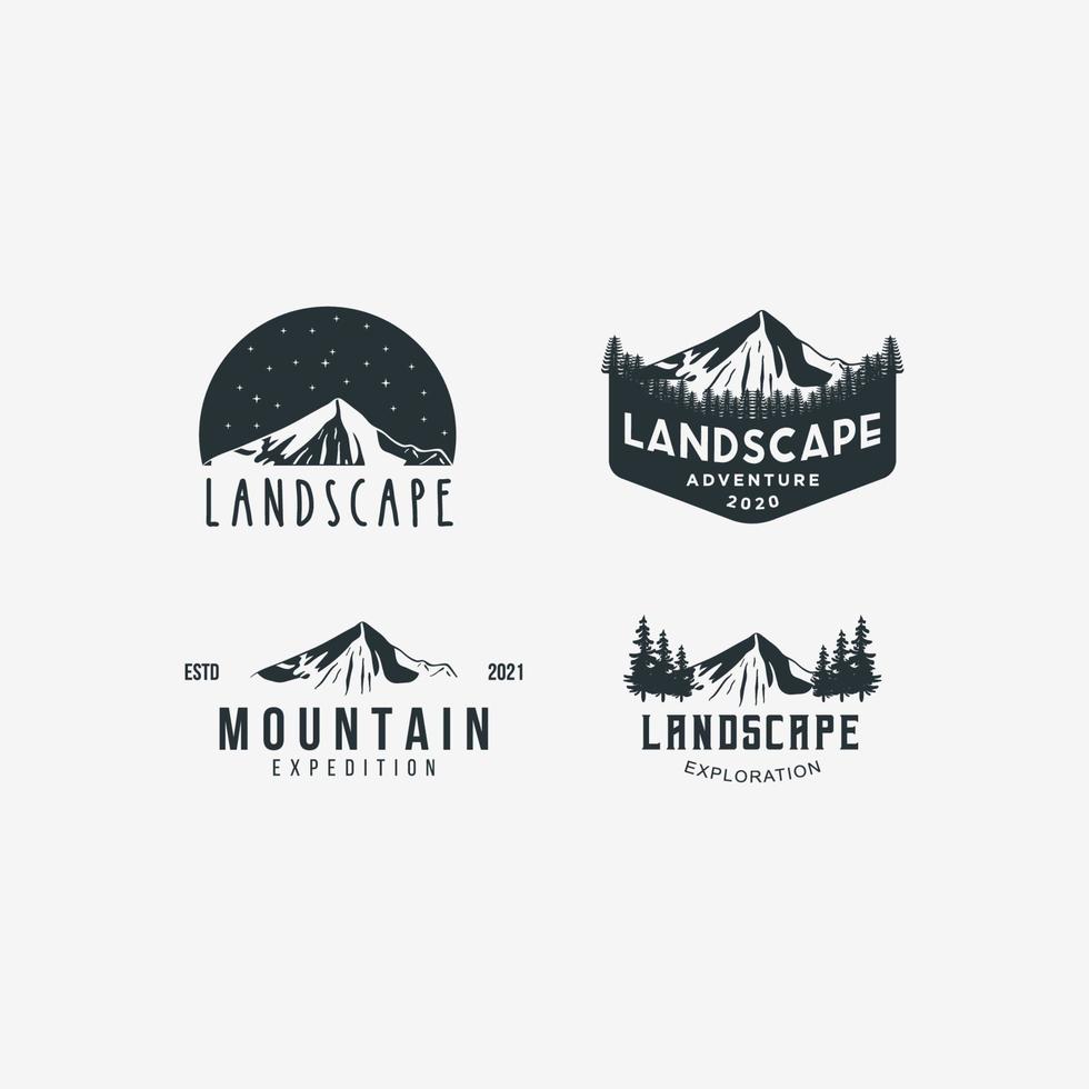 bundel instellen vintage logo berg vectorillustratie ontwerp. vintage logo landschap vector ontwerpsjabloon. silhouet berg vector element ontwerpsjabloon geïsoleerd op een witte achtergrond