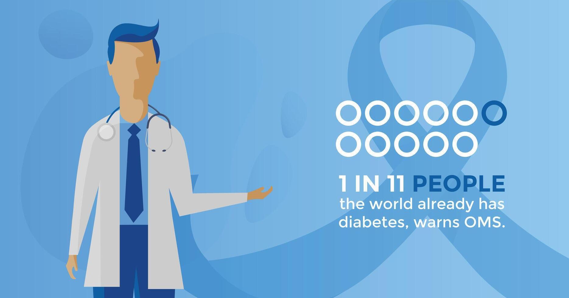 vector 1 in 11 mensen de wereld nu al heeft diabetes met een mannetje dokter illustratie.