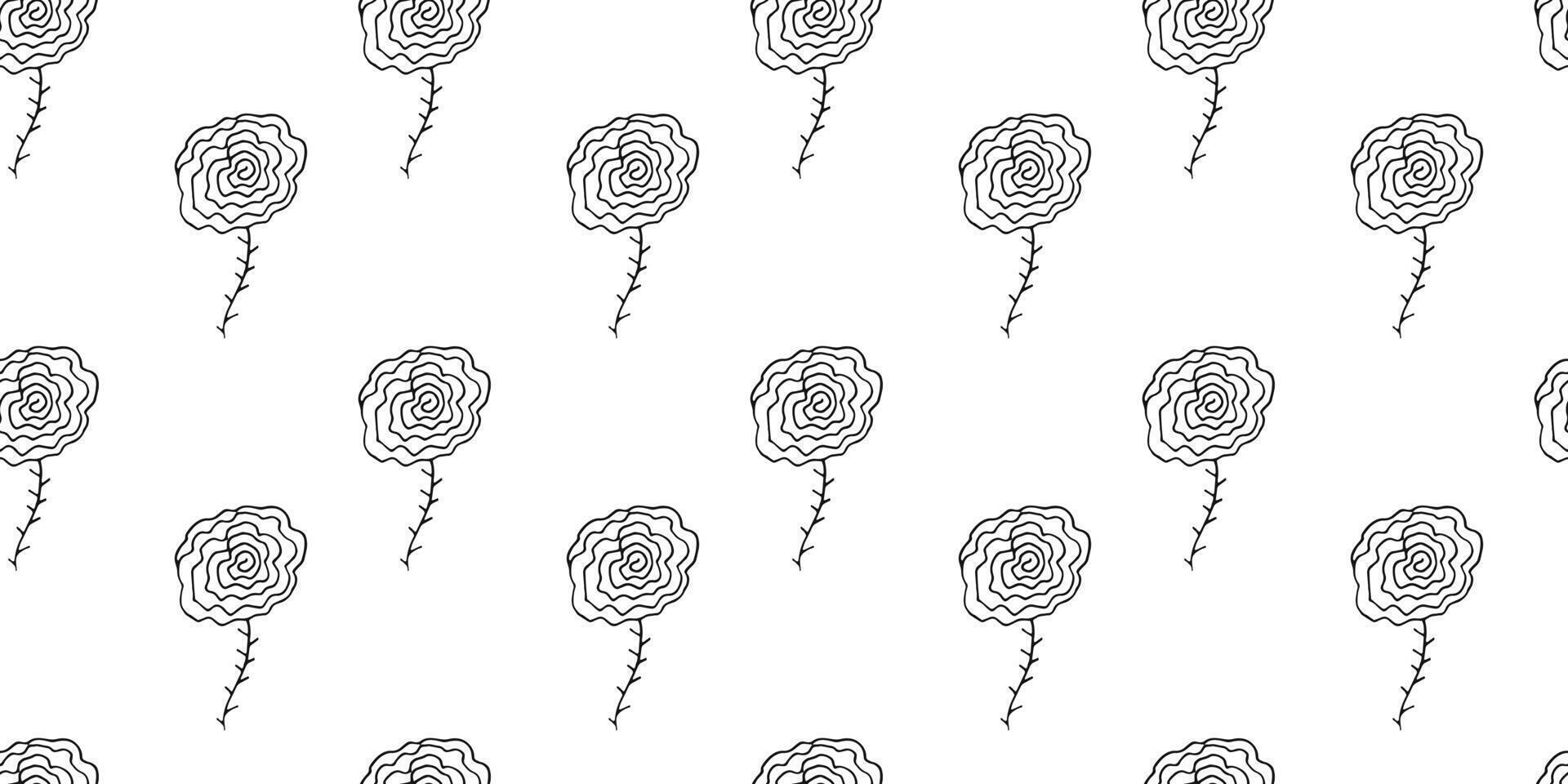 hand- getrokken botanisch gemakkelijk achtergrond met abstract bloemen motief. borstel tekening bloem naadloos patroon. zwart afdrukken voor kleding stof, omhulsel papier, behang ontwerp vector