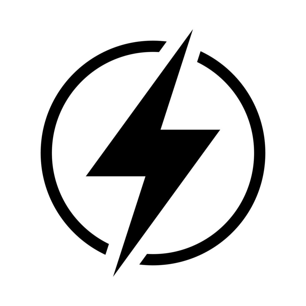 bliksem, elektrisch macht vector icoon. energie en donder elektriciteit symbool. bliksem bout teken in de cirkel.