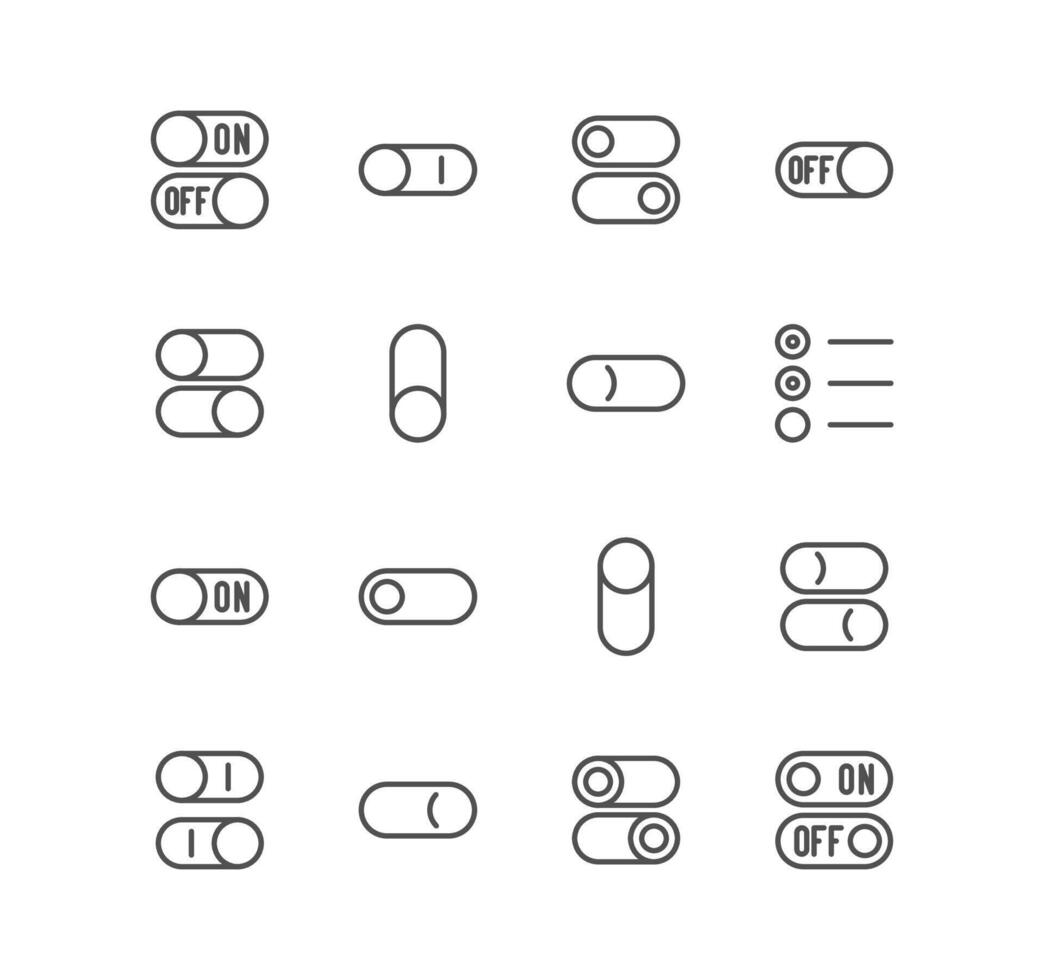 reeks van ui elementen verwant pictogrammen, tabbladen, schakelaar, knop, laten vallen, dozen en lineair verscheidenheid vectoren. vector