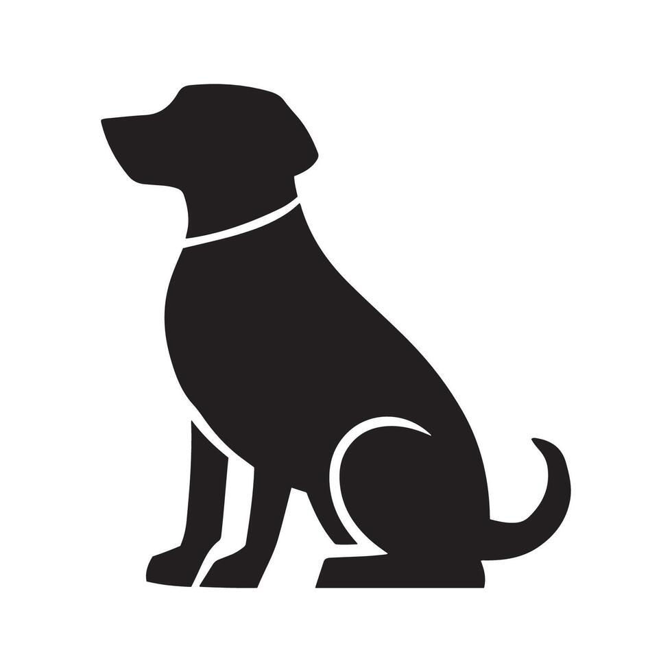 zittend hond silhouet vector illustratie wit achtergrond