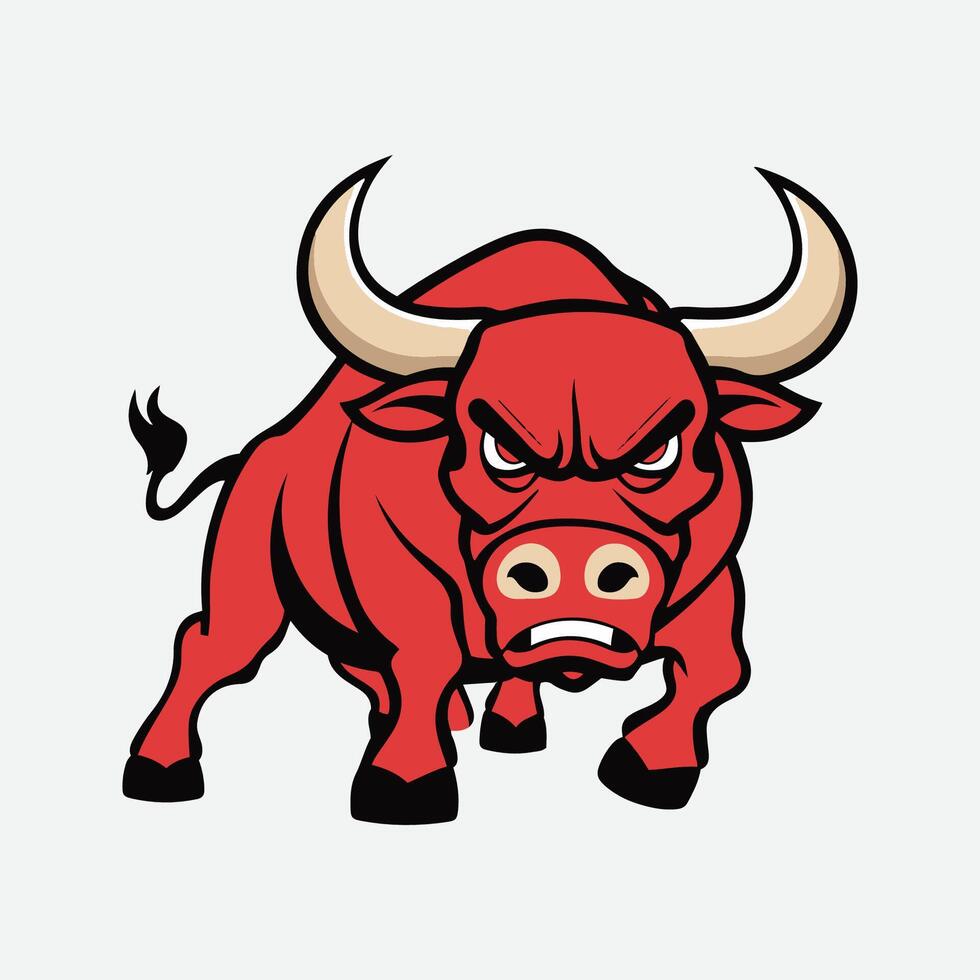 boos rood stier met toeter vector kunst illustratie ontwerp sjabloon