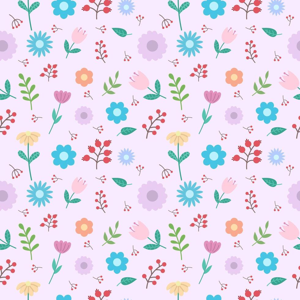 naadloos patroon met schattig bloemen Aan een roze achtergrond. vector