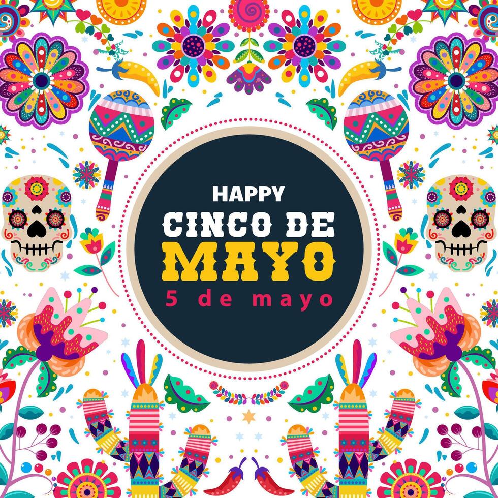 gelukkig cinco de mayo illustratie met kleurrijk Mexicaans ornament. feest, vakantie poster, partij folder, groet kaart vector