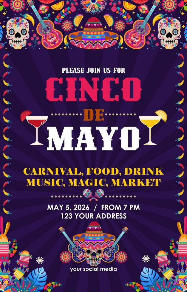 elegant cinco de mayo posters vector