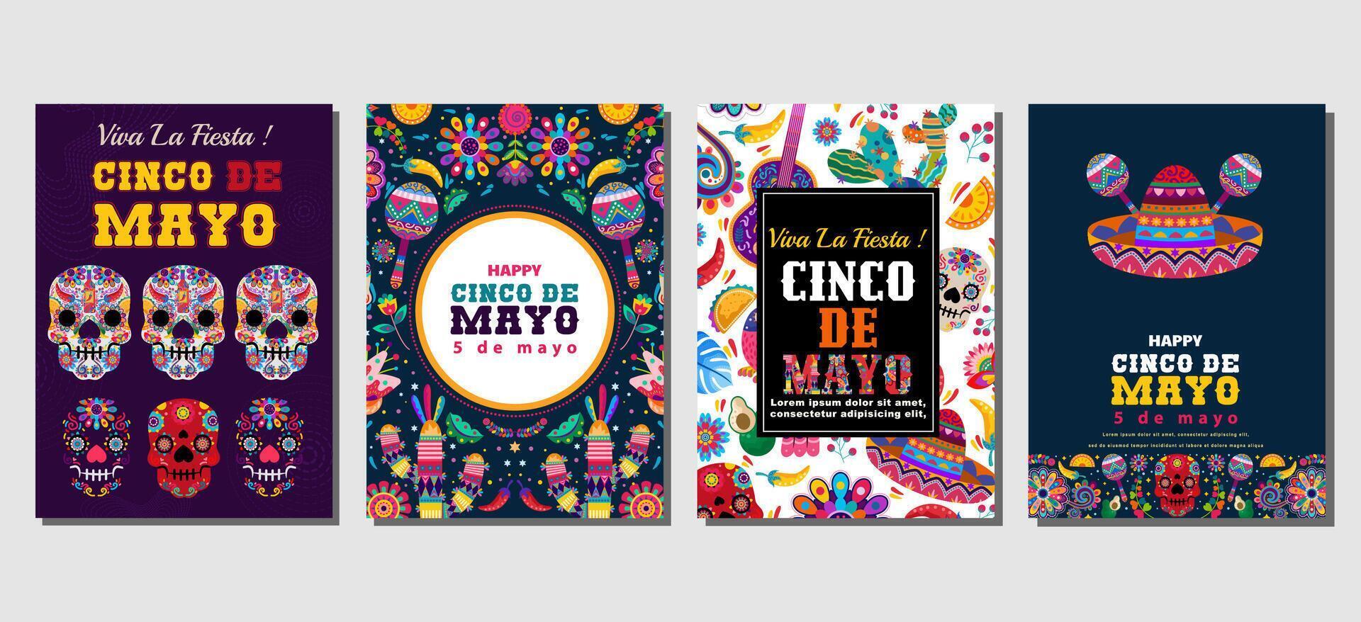 elegant cinco de mayo reeks van groet kaarten, affiches, vakantie covers vector