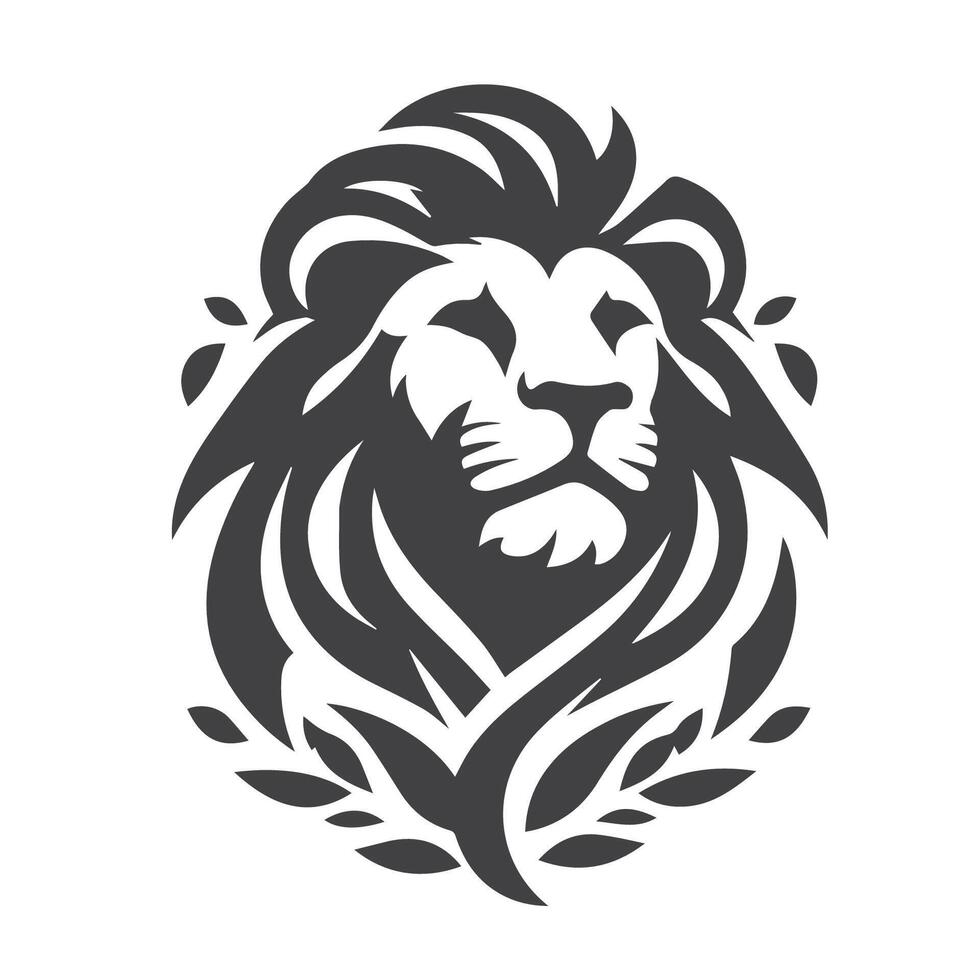 leeuw hoofd logo monochroom ontwerp vector