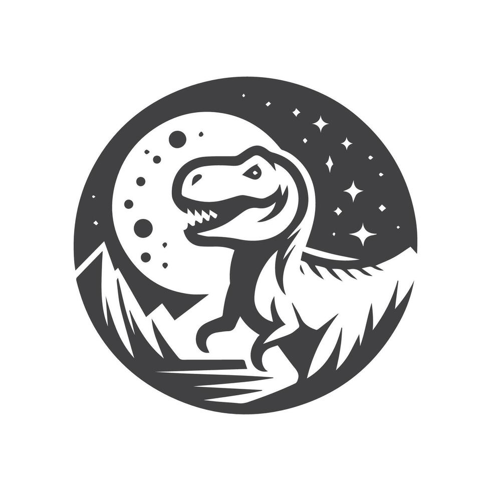 dinosaurussen monochroom logo zwart en wit vector