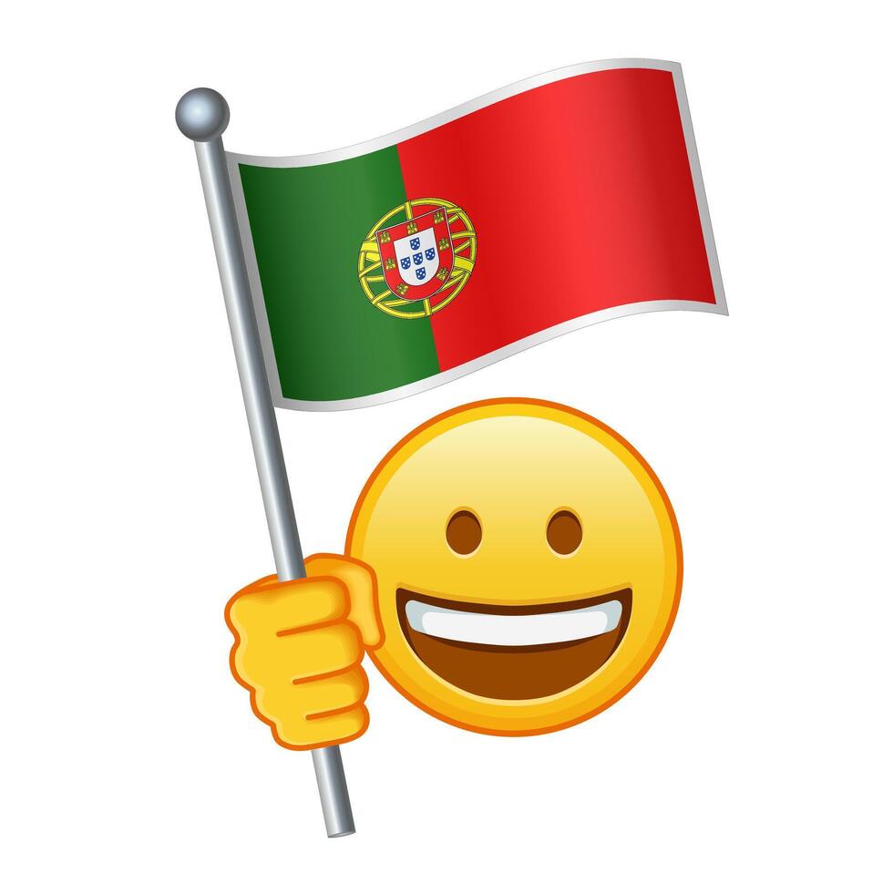 emoji met Portugal vlag groot grootte van geel emoji glimlach vector