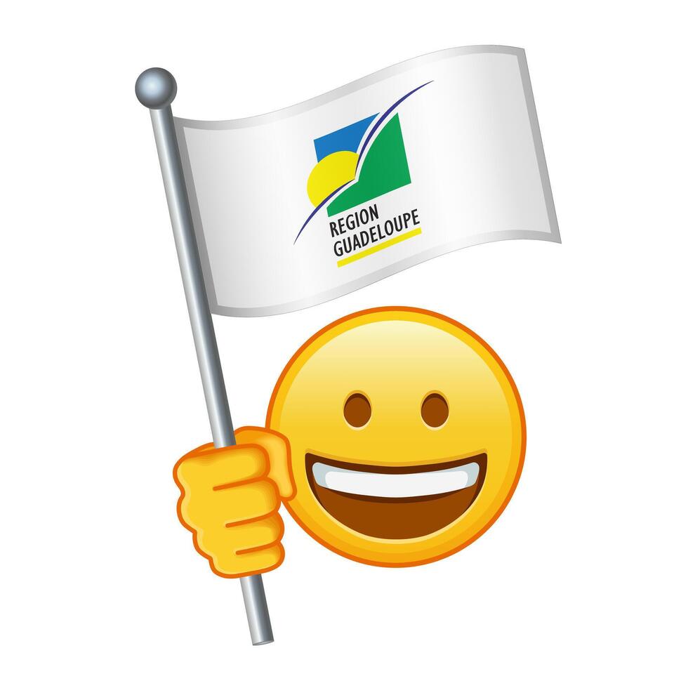 emoji met Guadeloupe vlag groot grootte van geel emoji glimlach vector