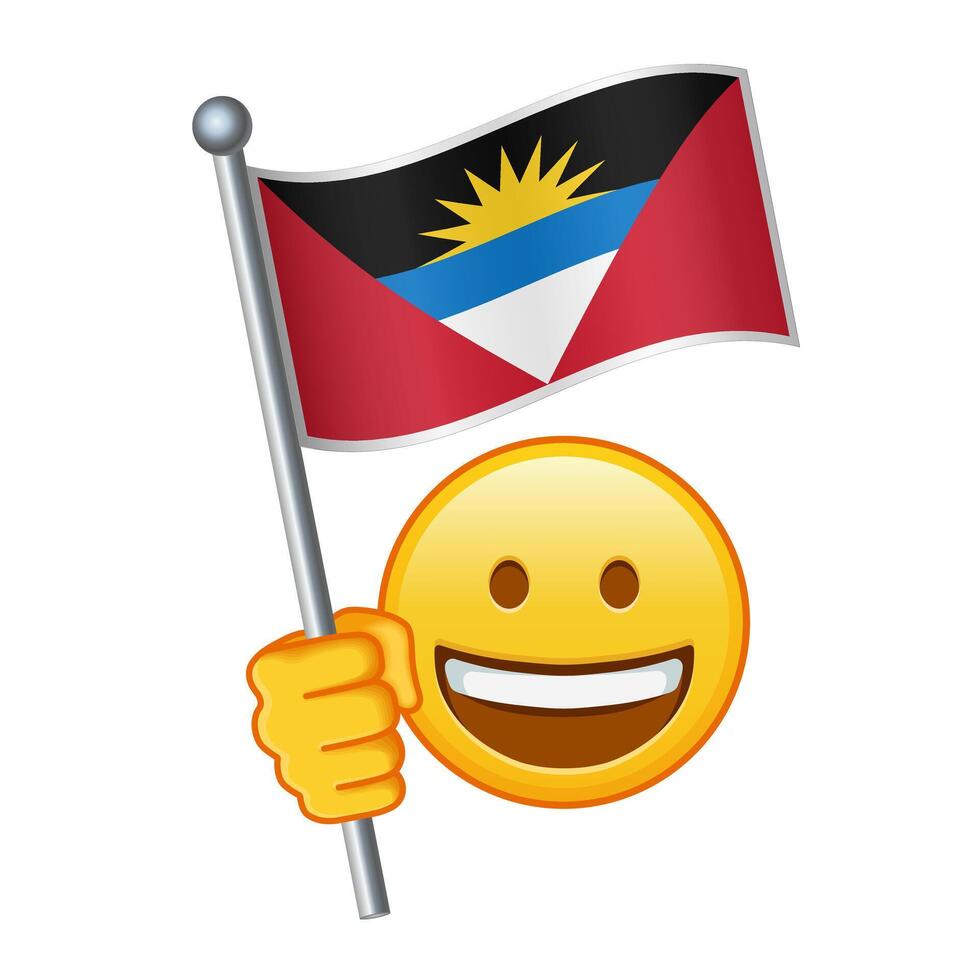 emoji met antigua en Barbuda vlag groot grootte van geel emoji glimlach vector