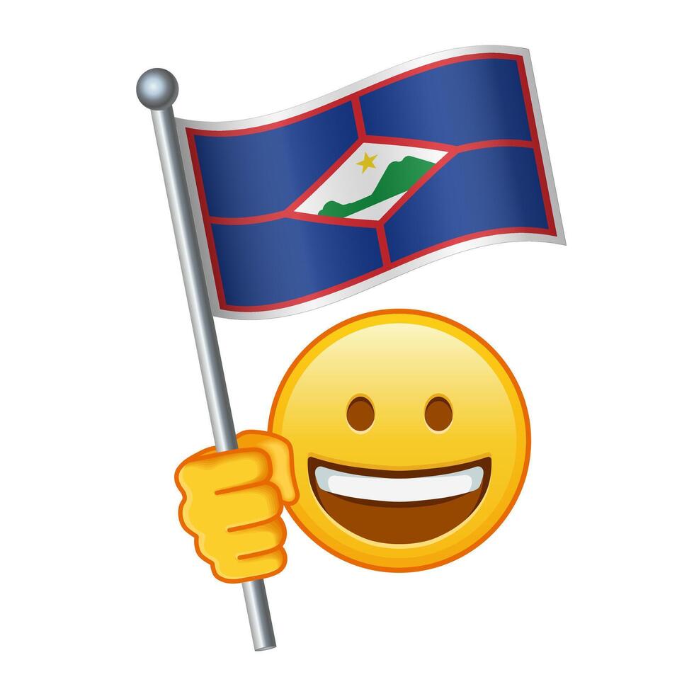 emoji met sint eustatius vlag groot grootte van geel emoji glimlach vector