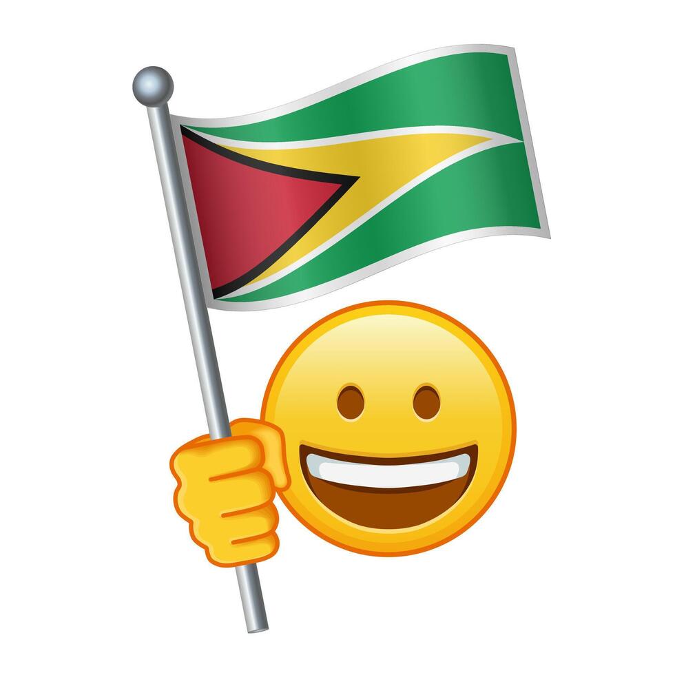 emoji met Guyana vlag groot grootte van geel emoji glimlach vector