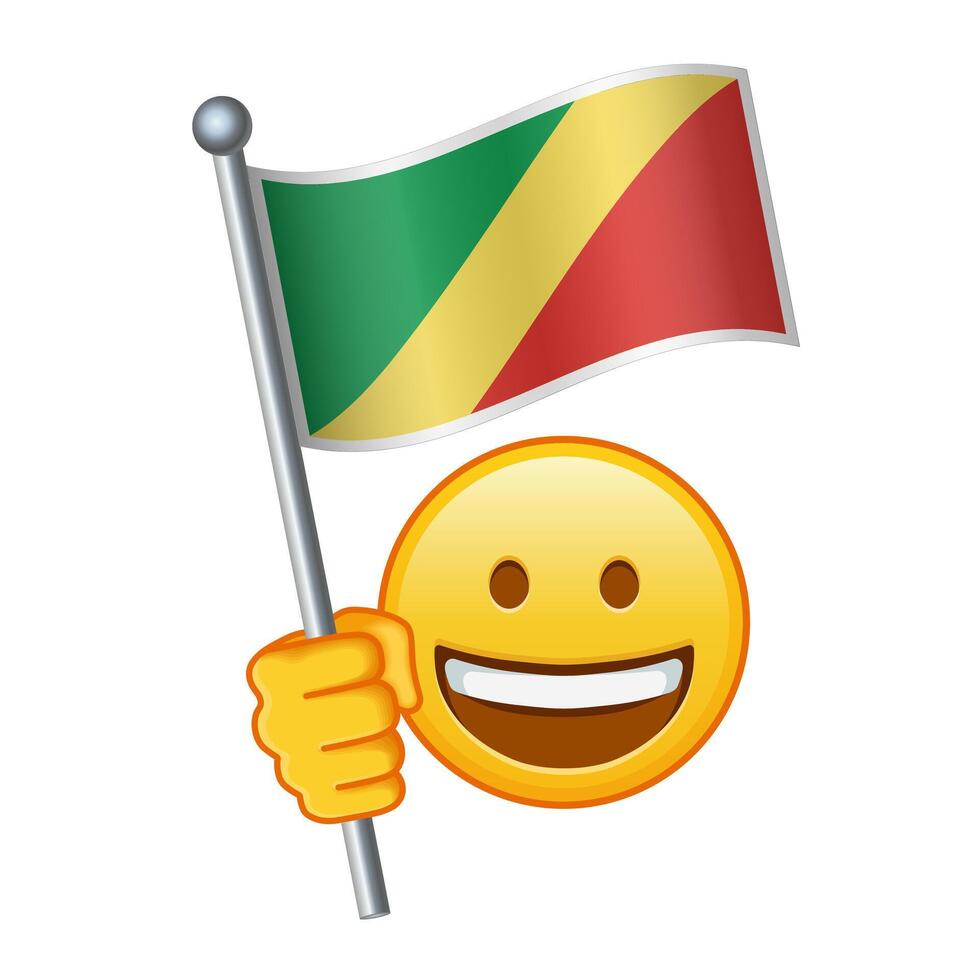 emoji met republiek van de Congo vlag groot grootte van geel emoji glimlach vector