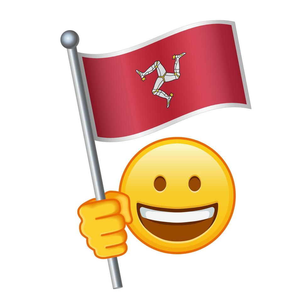 emoji met eiland van mann vlag groot grootte van geel emoji glimlach vector