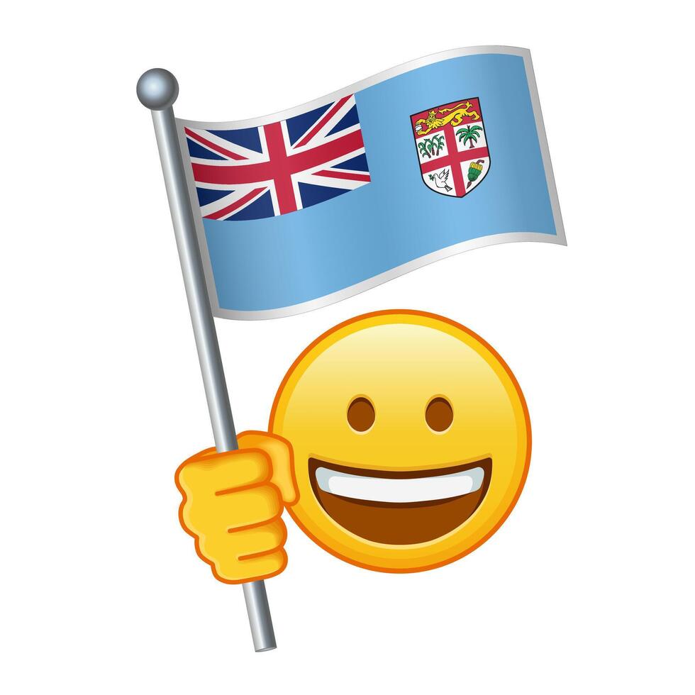 emoji met fiji vlag groot grootte van geel emoji glimlach vector