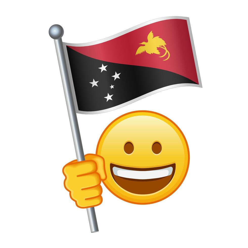 emoji met Papoea nieuw Guinea vlag groot grootte van geel emoji glimlach vector