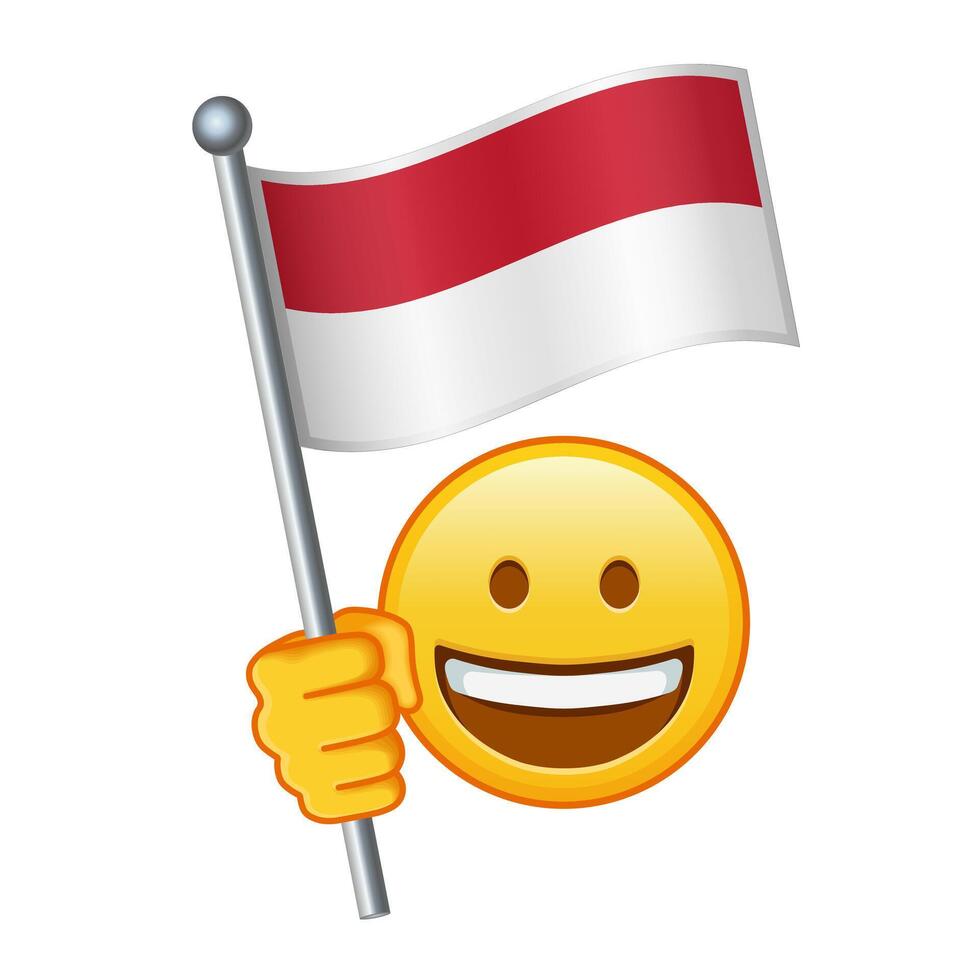 emoji met Monaco vlag groot grootte van geel emoji glimlach vector