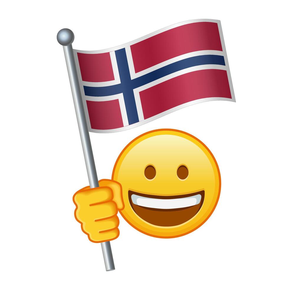 emoji met Noorwegen vlag groot grootte van geel emoji glimlach vector