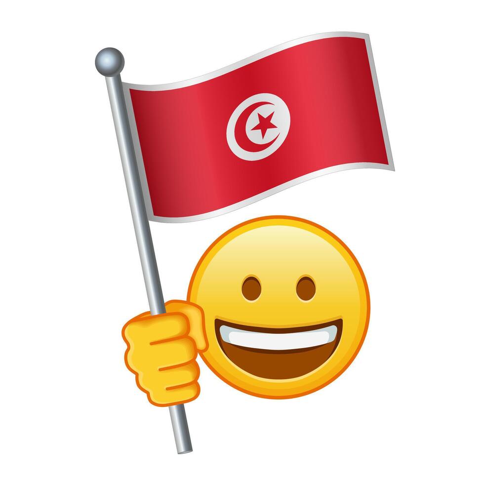 emoji met Tunesië vlag groot grootte van geel emoji glimlach vector