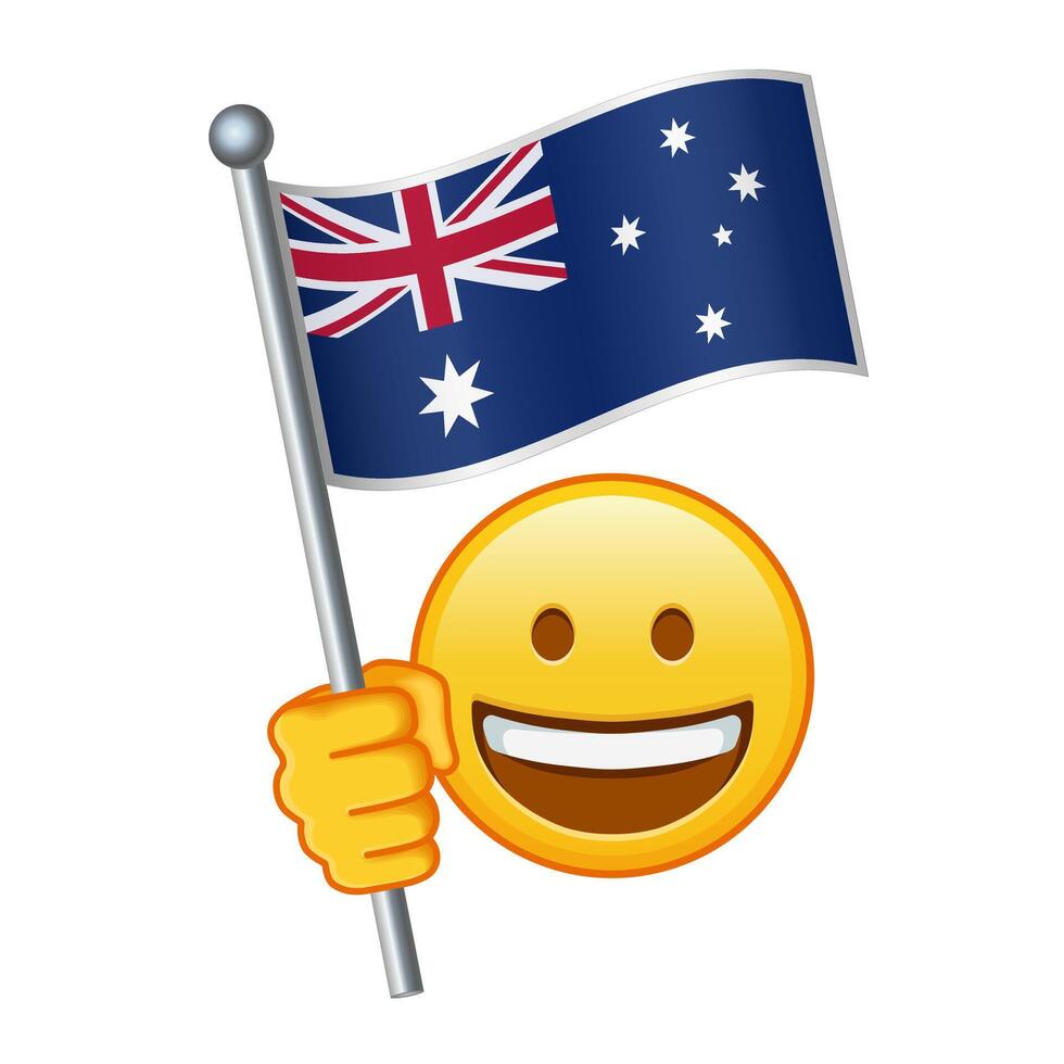 emoji met Australië vlag groot grootte van geel emoji glimlach vector