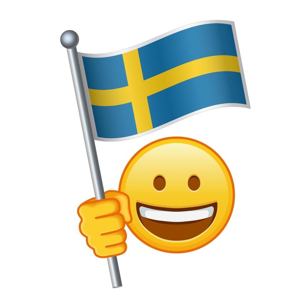 emoji met Zweden vlag groot grootte van geel emoji glimlach vector