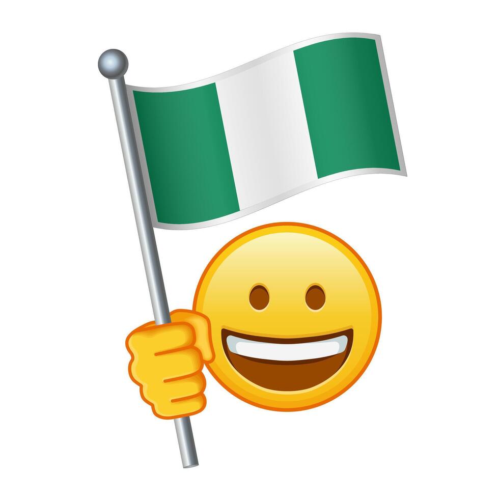 emoji met Nigeria vlag groot grootte van geel emoji glimlach vector