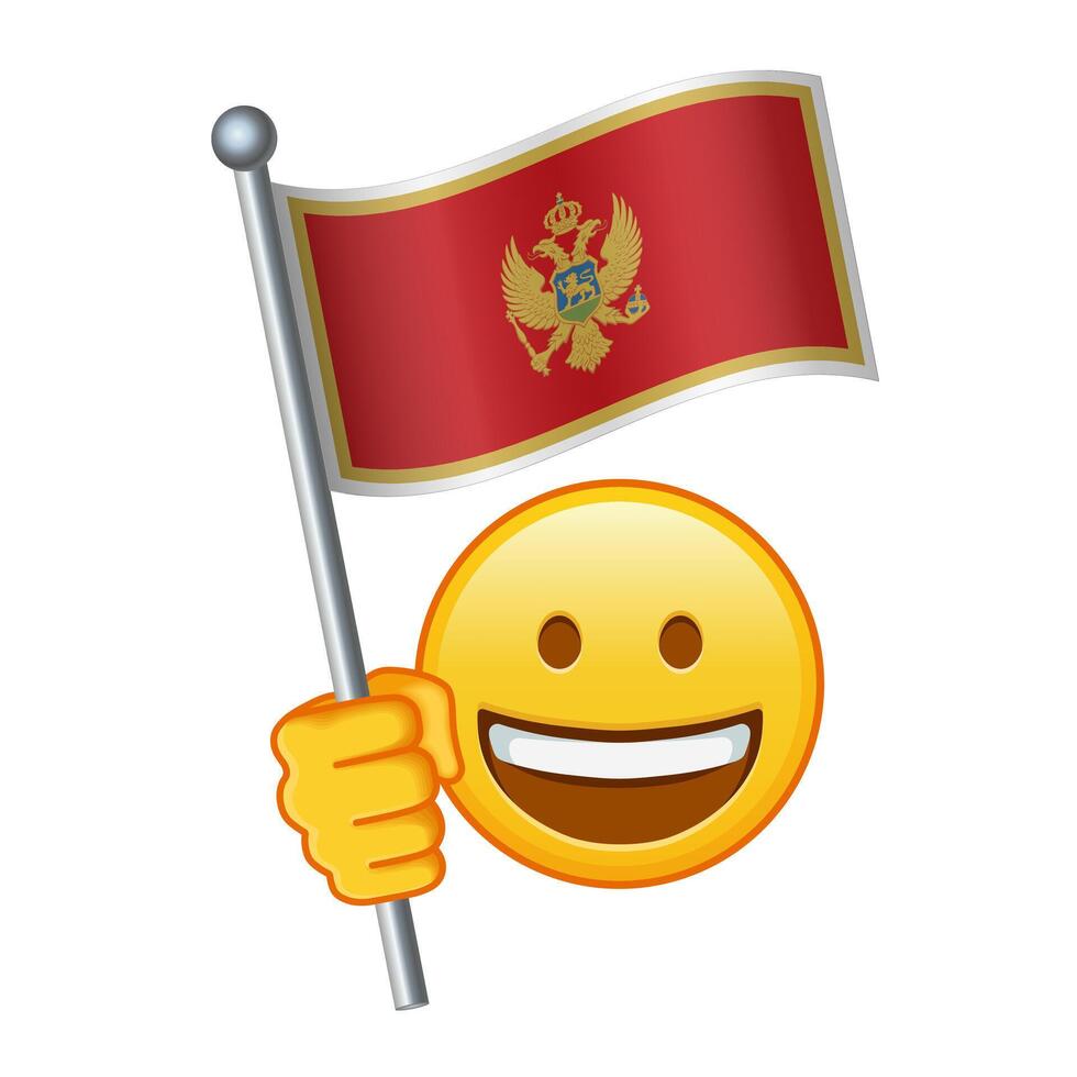 emoji met Montenegro vlag groot grootte van geel emoji glimlach vector