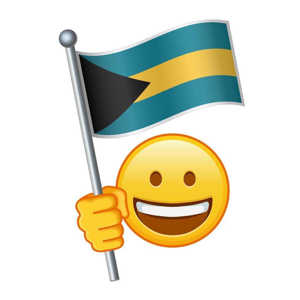 emoji met Bahamas vlag groot grootte van geel emoji glimlach vector