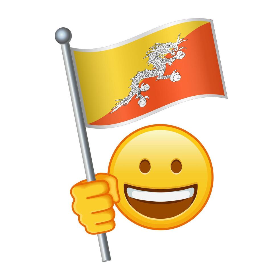 emoji met Bhutan vlag groot grootte van geel emoji glimlach vector