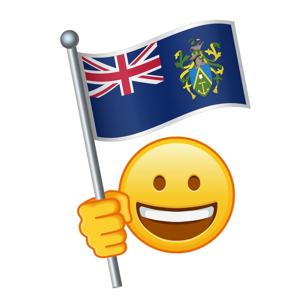 emoji met pitcairn eilanden vlag groot grootte van geel emoji glimlach vector