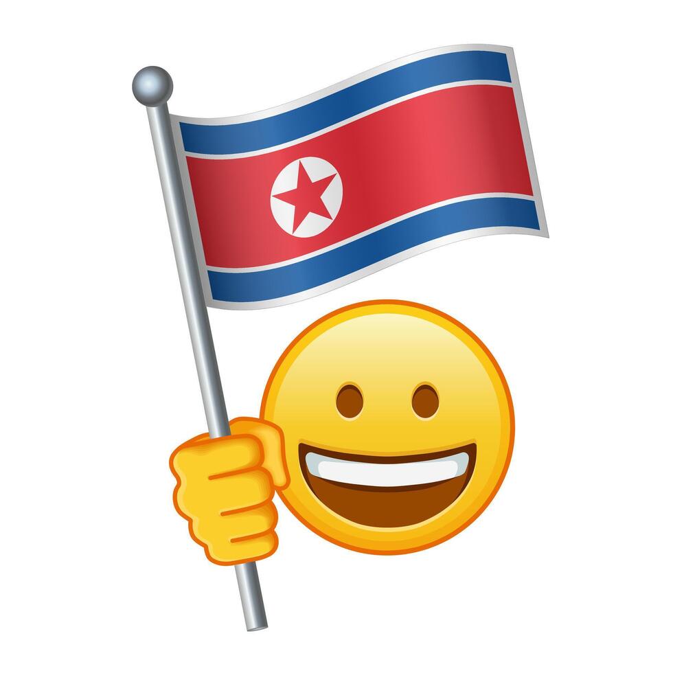 emoji met noorden Korea vlag groot grootte van geel emoji glimlach vector