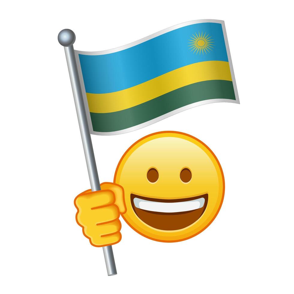 emoji met rwanda vlag groot grootte van geel emoji glimlach vector