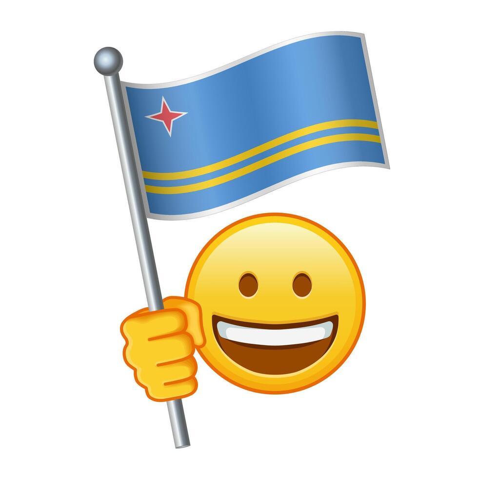 emoji met aruba vlag groot grootte van geel emoji glimlach vector