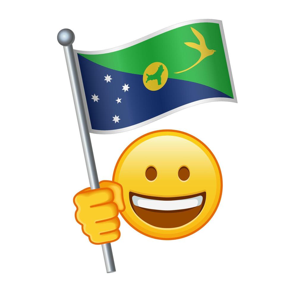 emoji met Kerstmis eiland vlag groot grootte van geel emoji glimlach vector