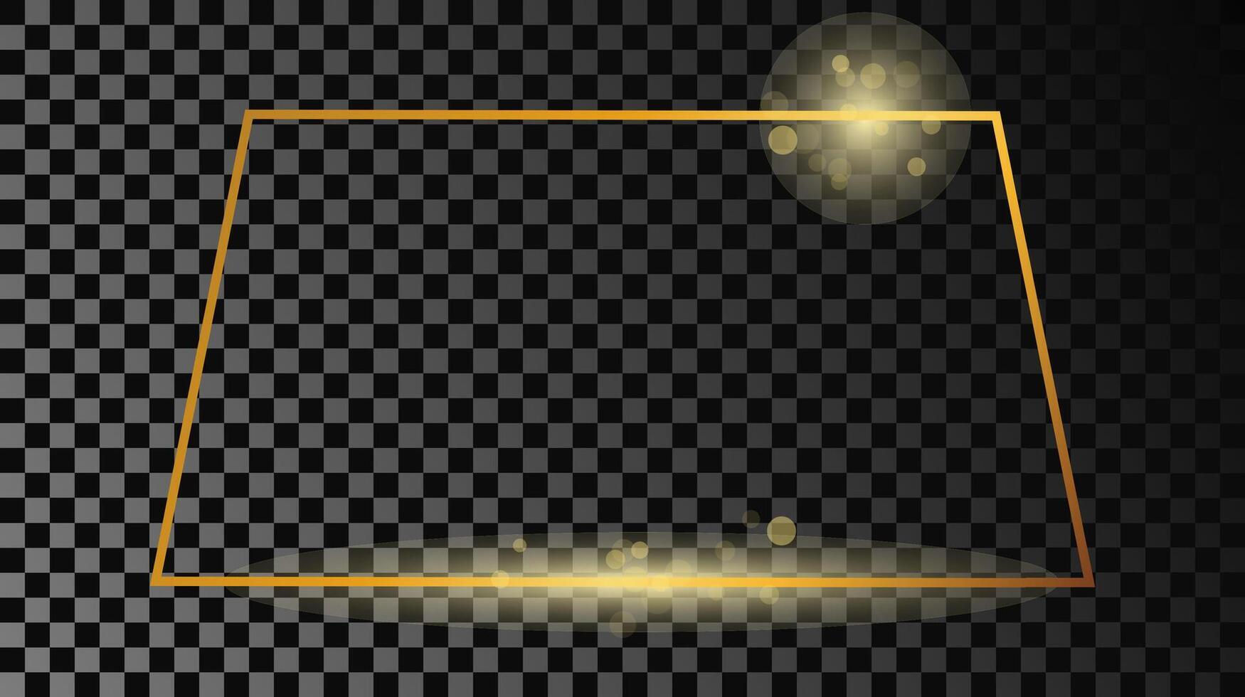 goud gloeiend trapezium vorm kader geïsoleerd Aan donker achtergrond. glimmend kader met gloeiend Effecten. vector illustratie.