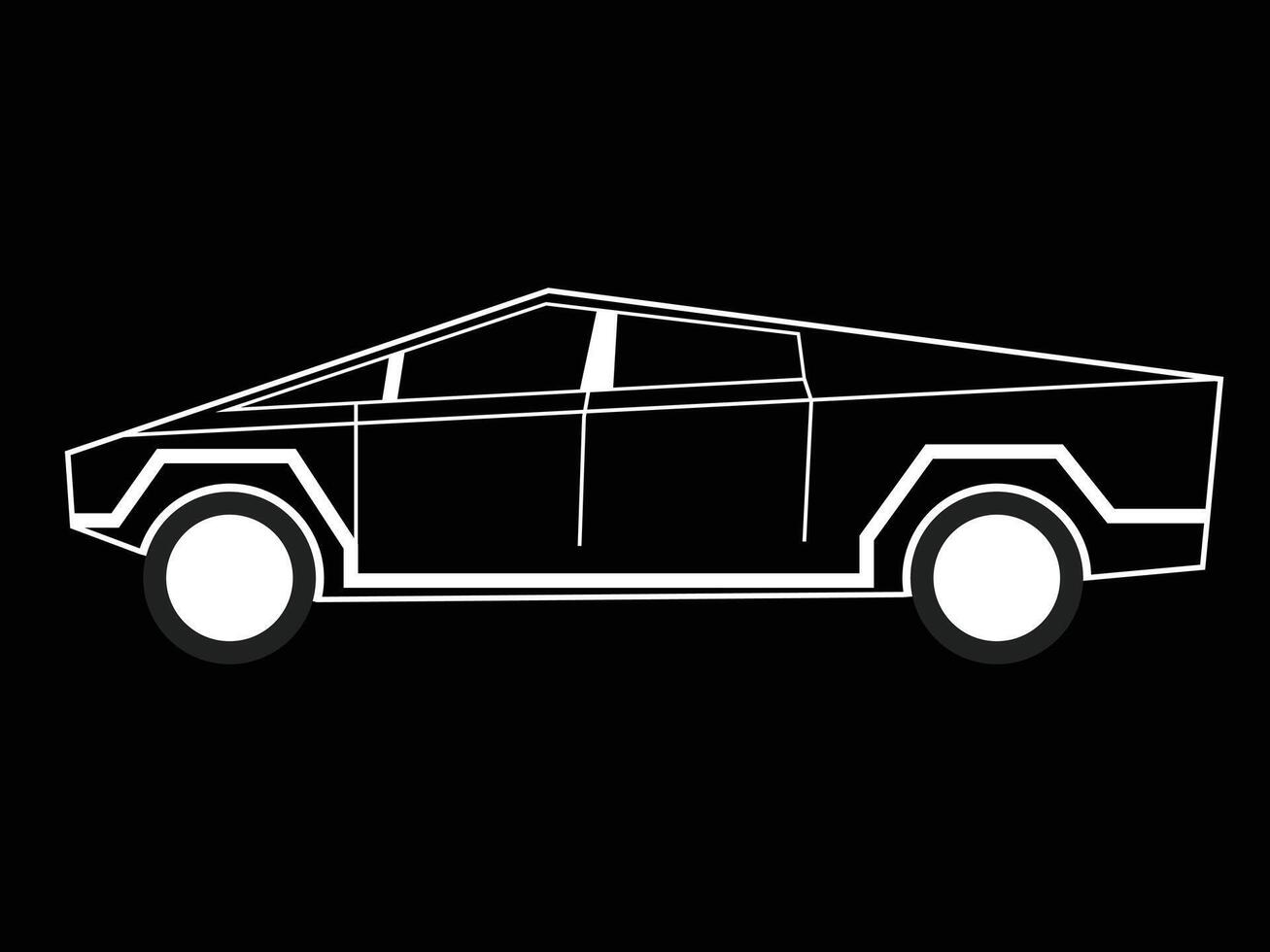 Tesla cybertruck minimalistische zwart en wit lijn kunst illustratie vector