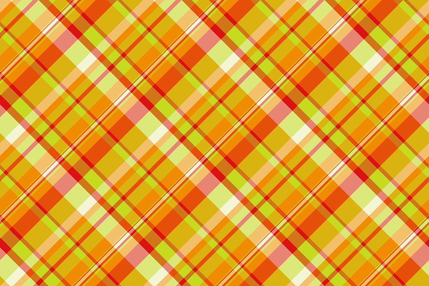 werkplaats textiel achtergrond naadloos, oogst kleding stof controleren tartan. grafisch structuur plaid vector patroon in oranje en geel kleuren.