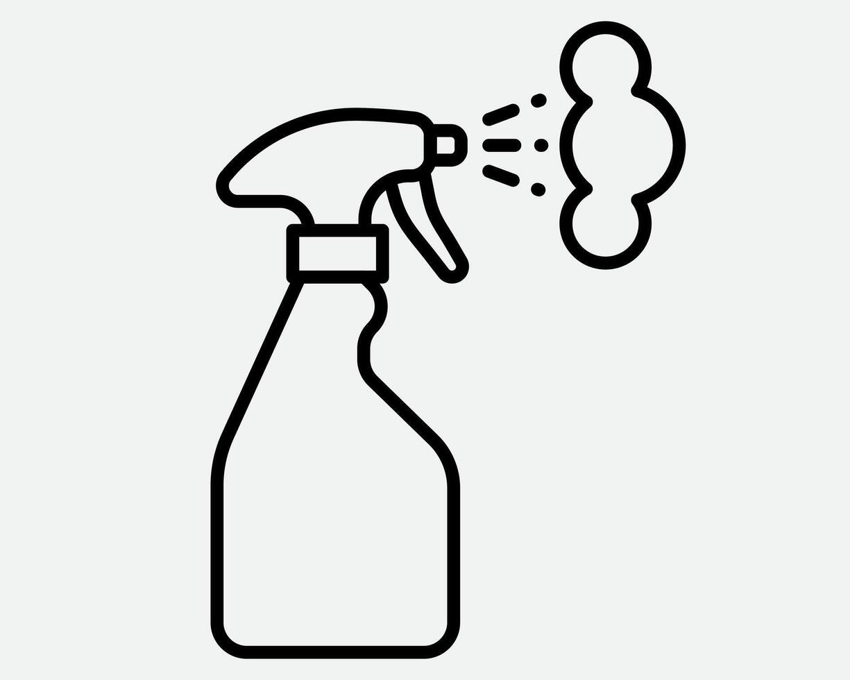 schoon icoon van vloeistof verstuiven in schoonmaak fles aërosol. teken gereedschap voor water gas- mondstuk, desinfectie, hygiëne spatten. vector