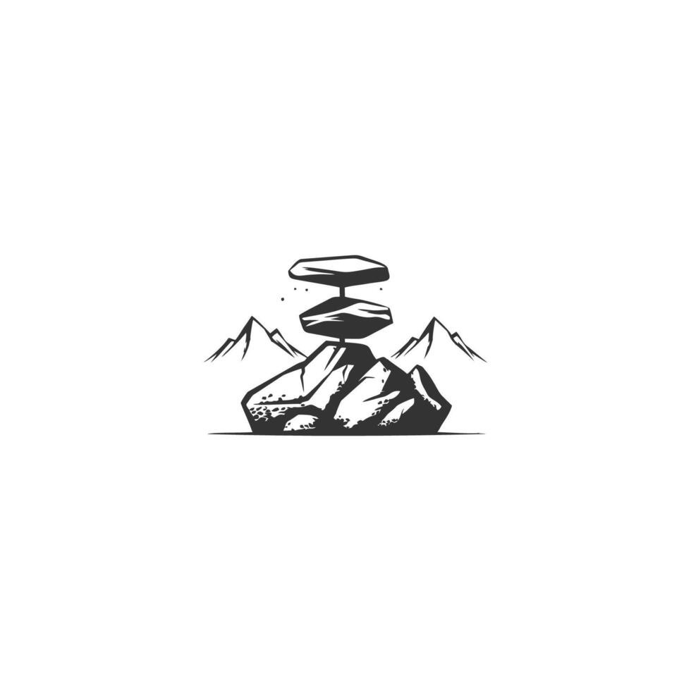 ai gegenereerd zen steen vector embleem illustratie gestapeld steen balanceren logo ontwerp
