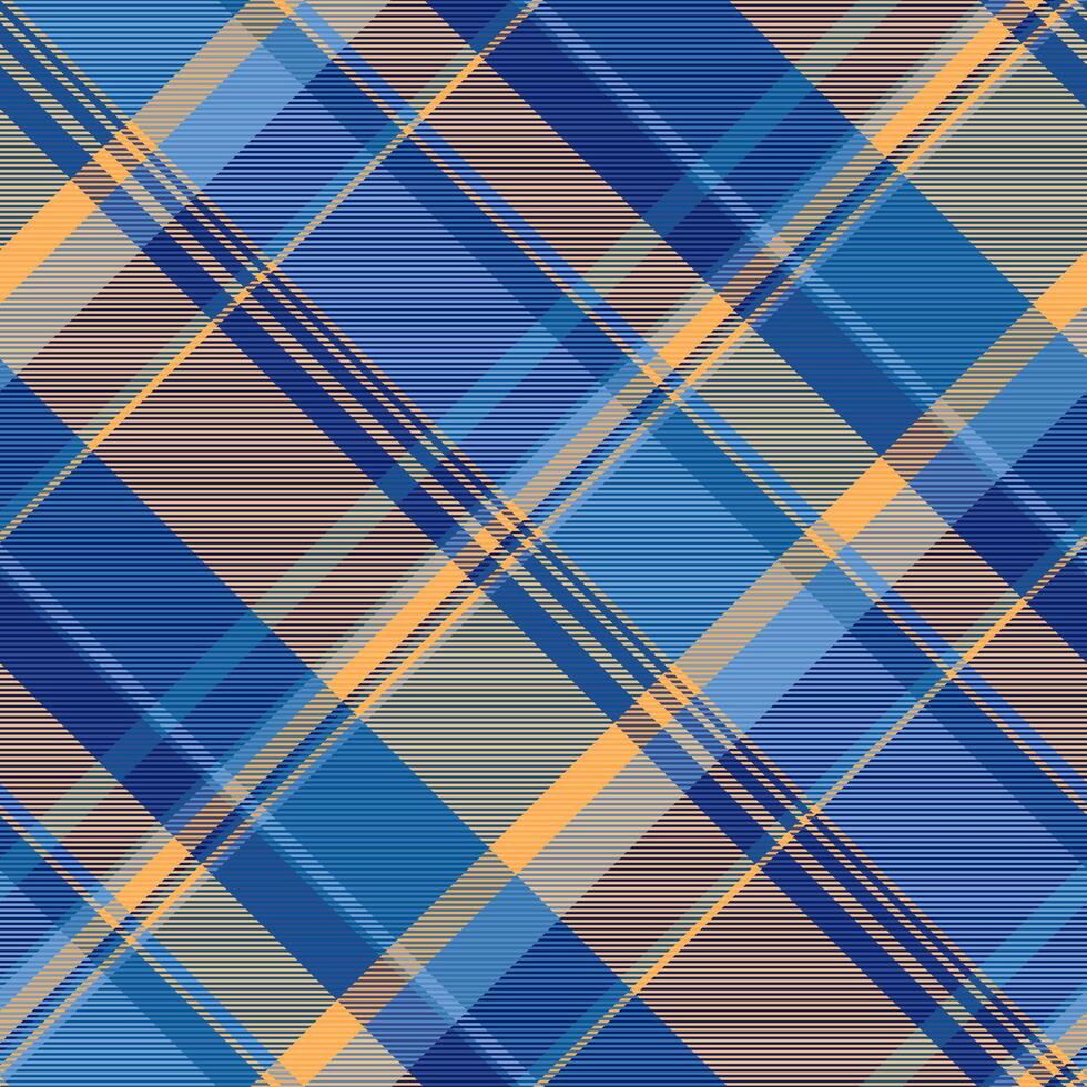 kaart naadloos structuur textiel, overladen plaid controleren patroon. jas vector achtergrond Schotse ruit kleding stof in blauw en cyaan kleuren.