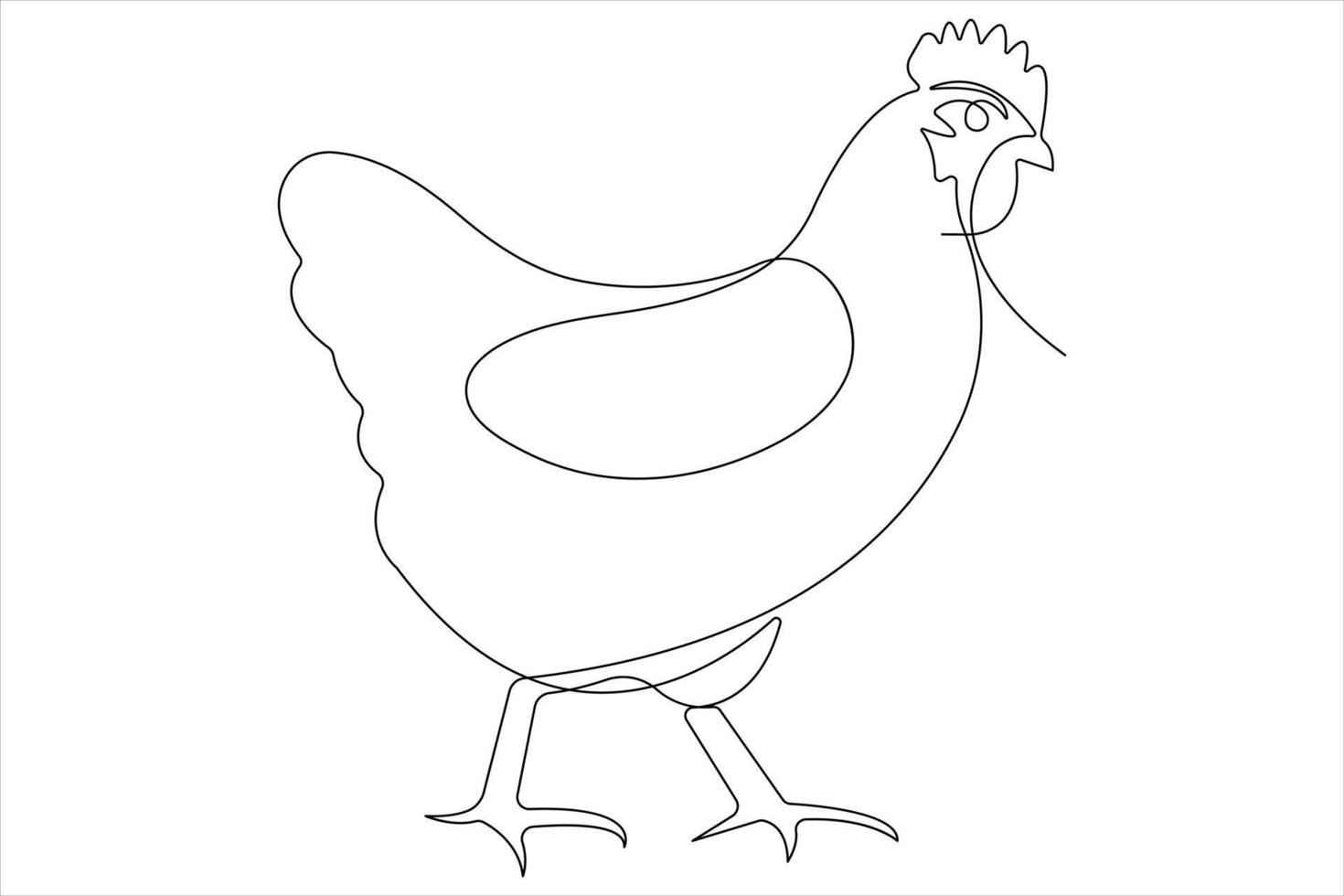 doorlopend een lijn kunst tekening van huisdier dier kip concept schets vector illustratie