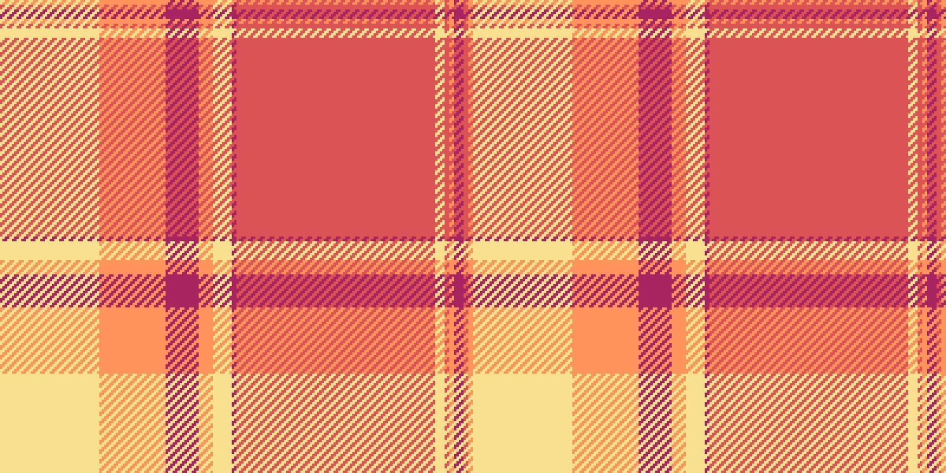 laag textiel controleren kleding stof, broek achtergrond naadloos patroon. voorjaar vector structuur Schotse ruit plaid in rood en geel kleuren.