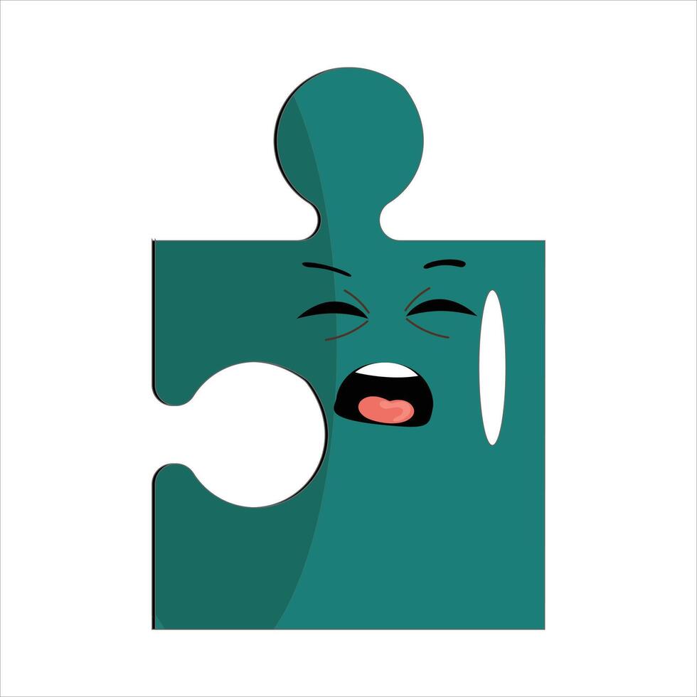 puzzels gezichten. grappig helder puzzel stukken tekens schattig glimlach of boos gezicht emotie, decoupeerzaag emoji toetreden vrienden creatief vorm tekenfilm mascotte concept vector illustratie van puzzel uitdrukking grappig